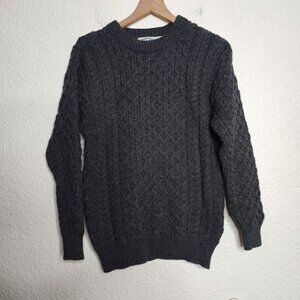 Aran Crafts Merino Crew Sweater in Charcoal Men's Size XS NWT C1949